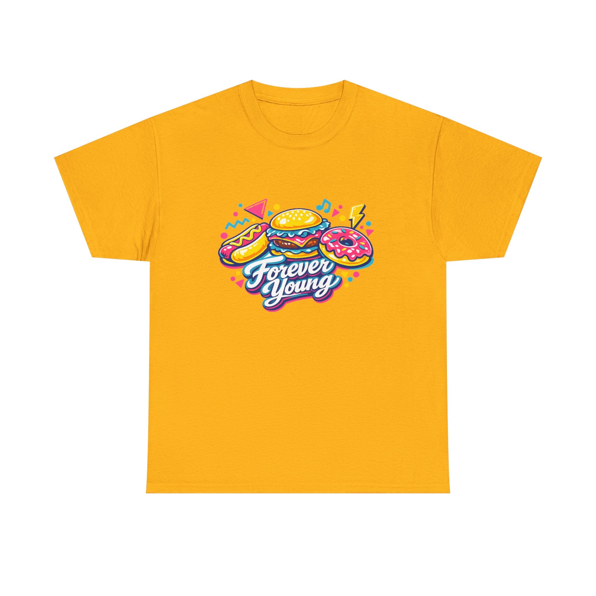 T-Shirt — 'Forever Young' Donut & Burger Retro Graphic Tee