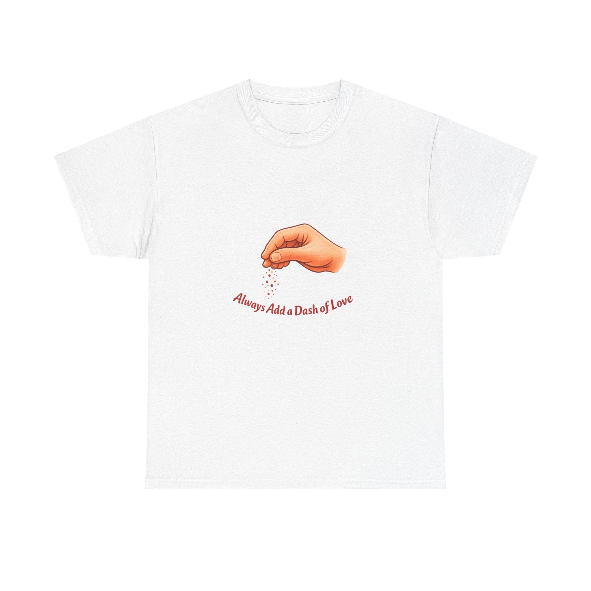 T-Shirt — "Always Add a Dash of Love" Minimalist Hand Emoji Tee