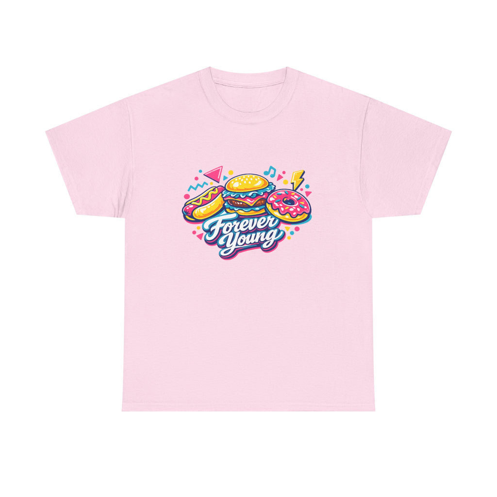 T-Shirt — 'Forever Young' Donut & Burger Retro Graphic Tee