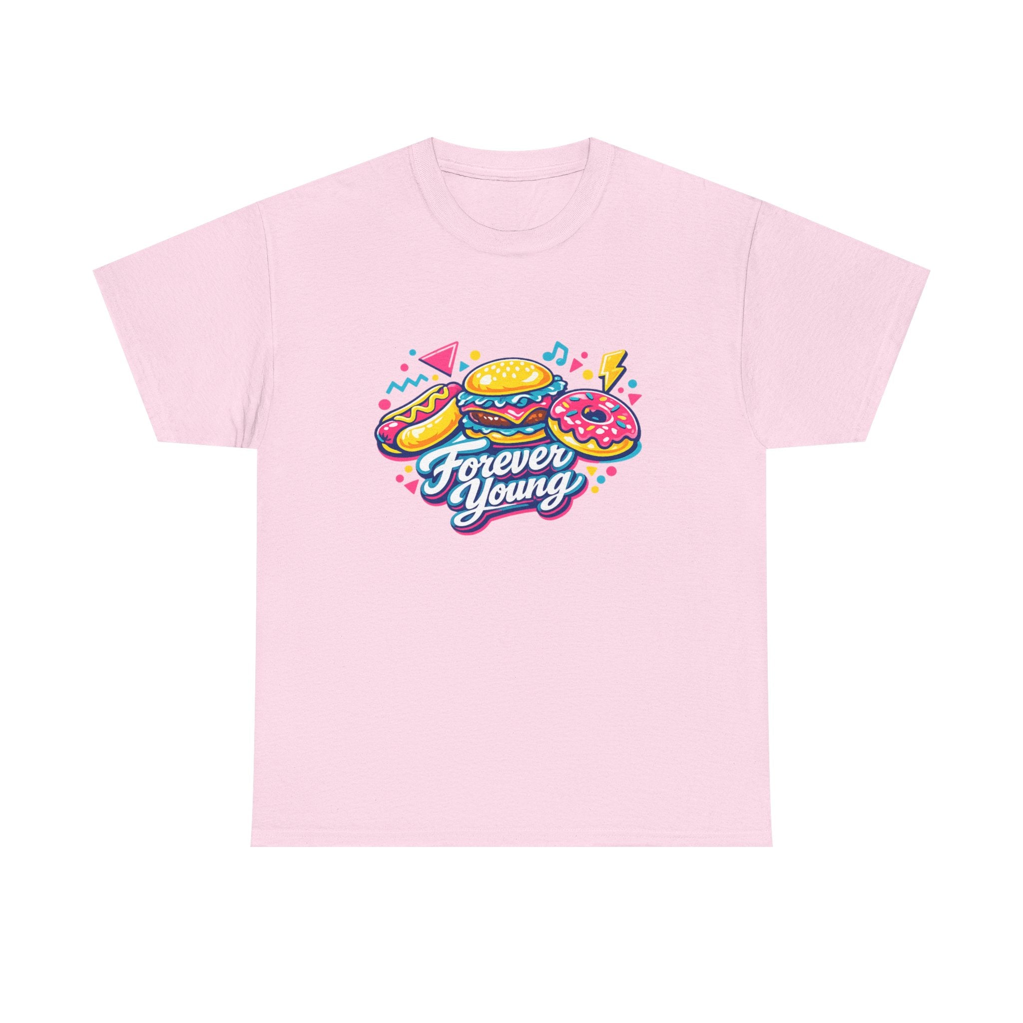 T-Shirt — 'Forever Young' Donut & Burger Retro Graphic Tee