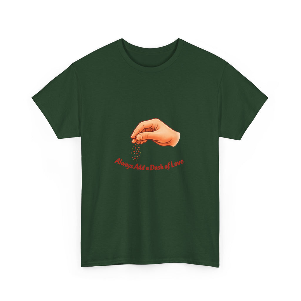 T-Shirt — "Always Add a Dash of Love" Minimalist Hand Emoji Tee