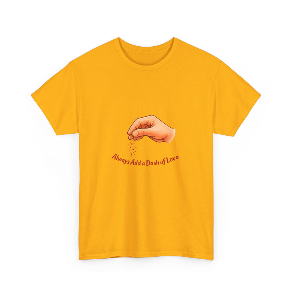 T-Shirt — "Always Add a Dash of Love" Minimalist Hand Emoji Tee