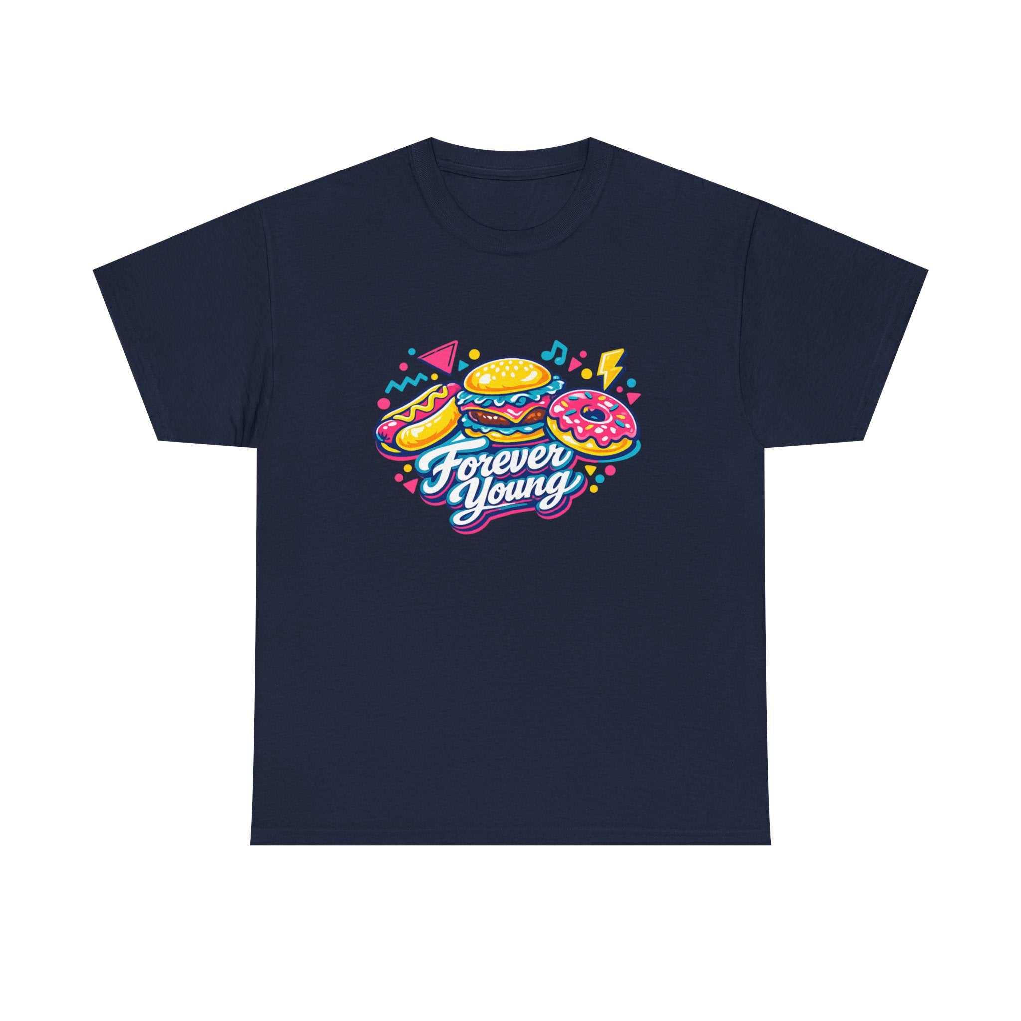 T-Shirt — 'Forever Young' Donut & Burger Retro Graphic Tee