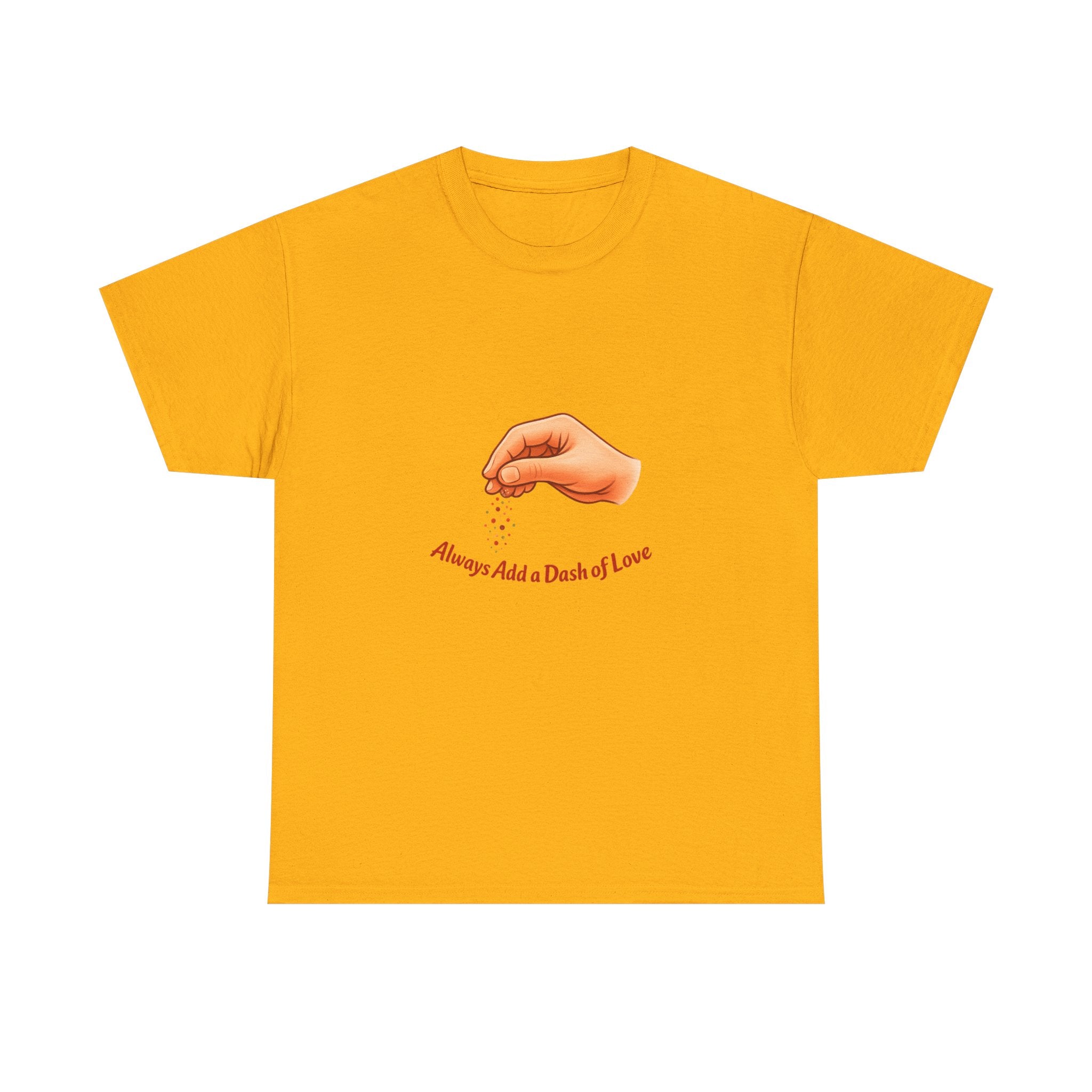T-Shirt — "Always Add a Dash of Love" Minimalist Hand Emoji Tee