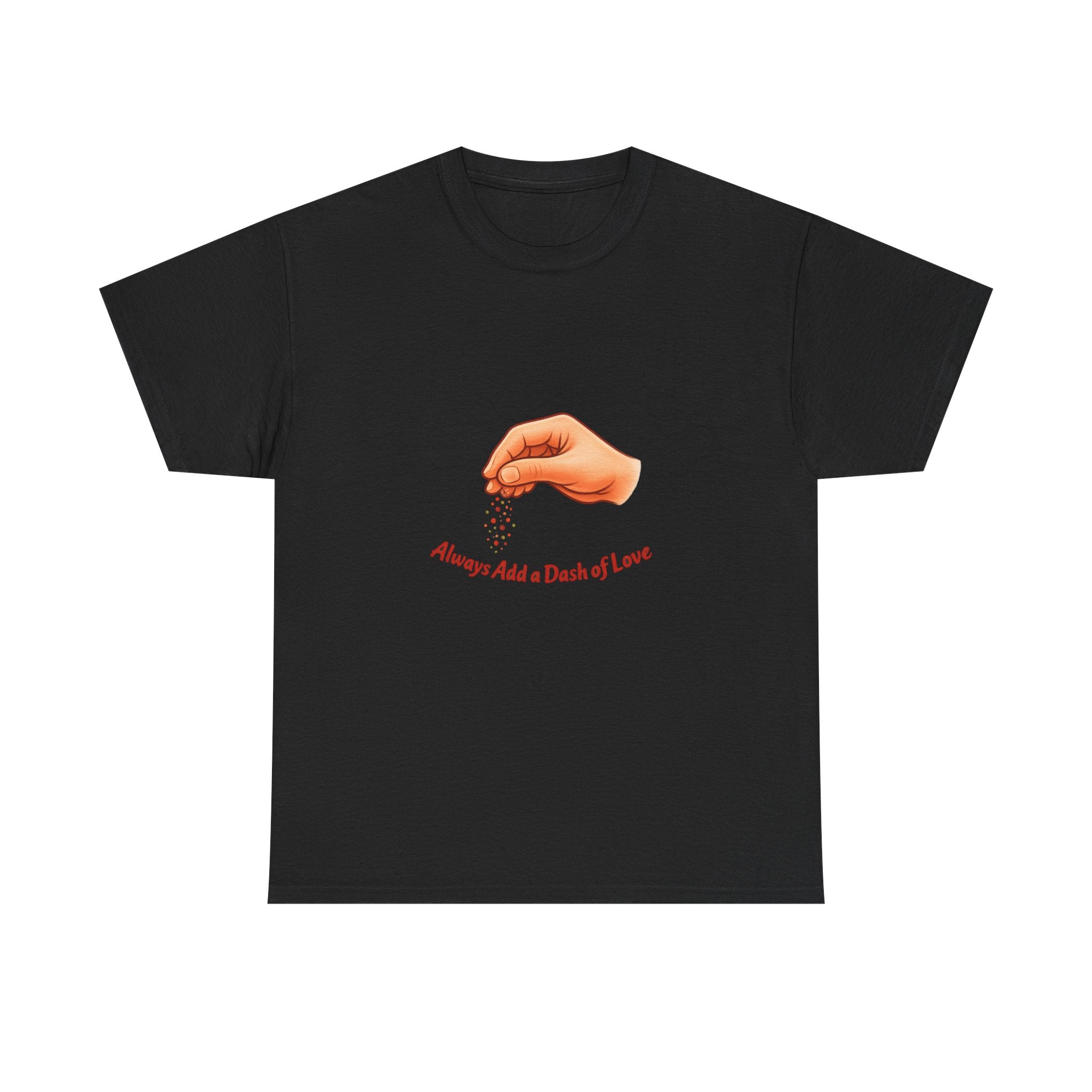 T-Shirt — "Always Add a Dash of Love" Minimalist Hand Emoji Tee