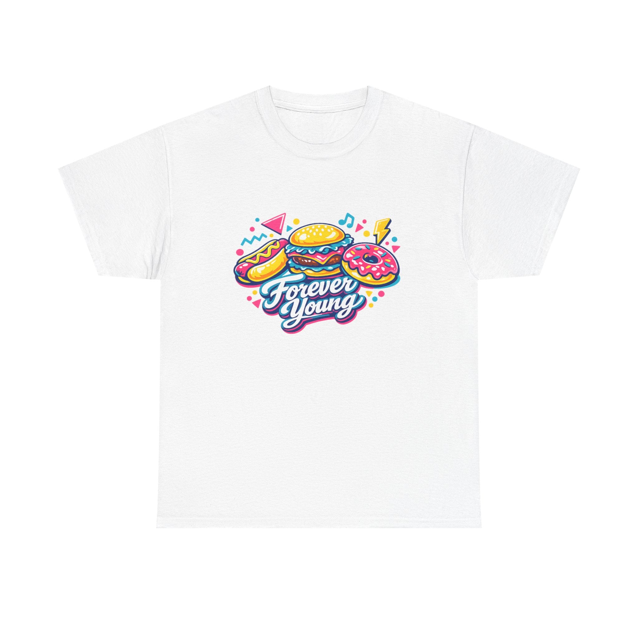 T-Shirt — 'Forever Young' Donut & Burger Retro Graphic Tee
