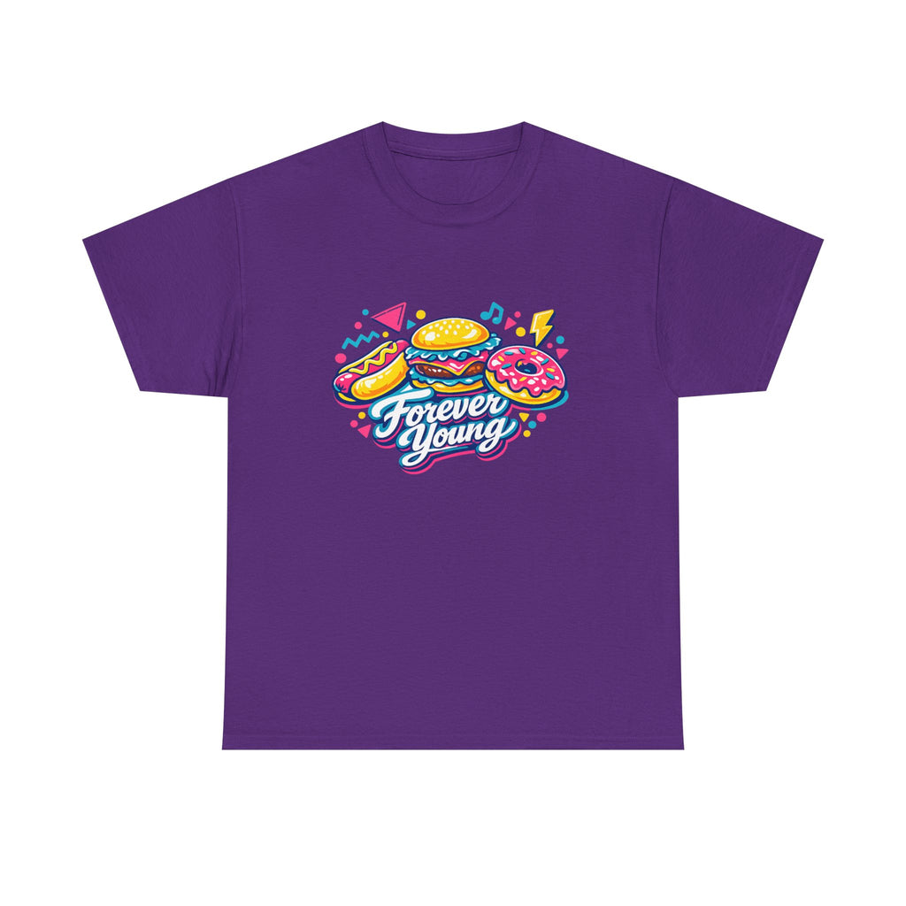 T-Shirt — 'Forever Young' Donut & Burger Retro Graphic Tee