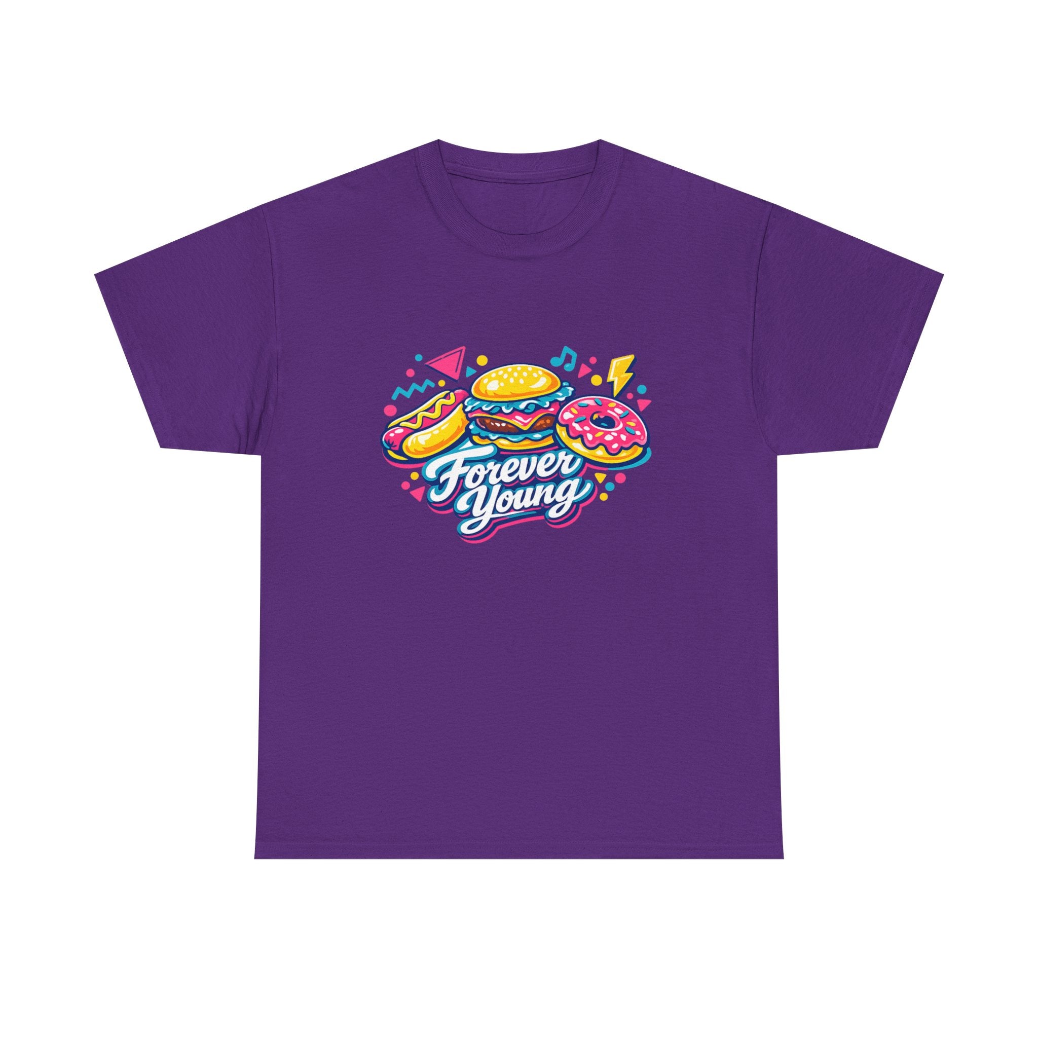 T-Shirt — 'Forever Young' Donut & Burger Retro Graphic Tee