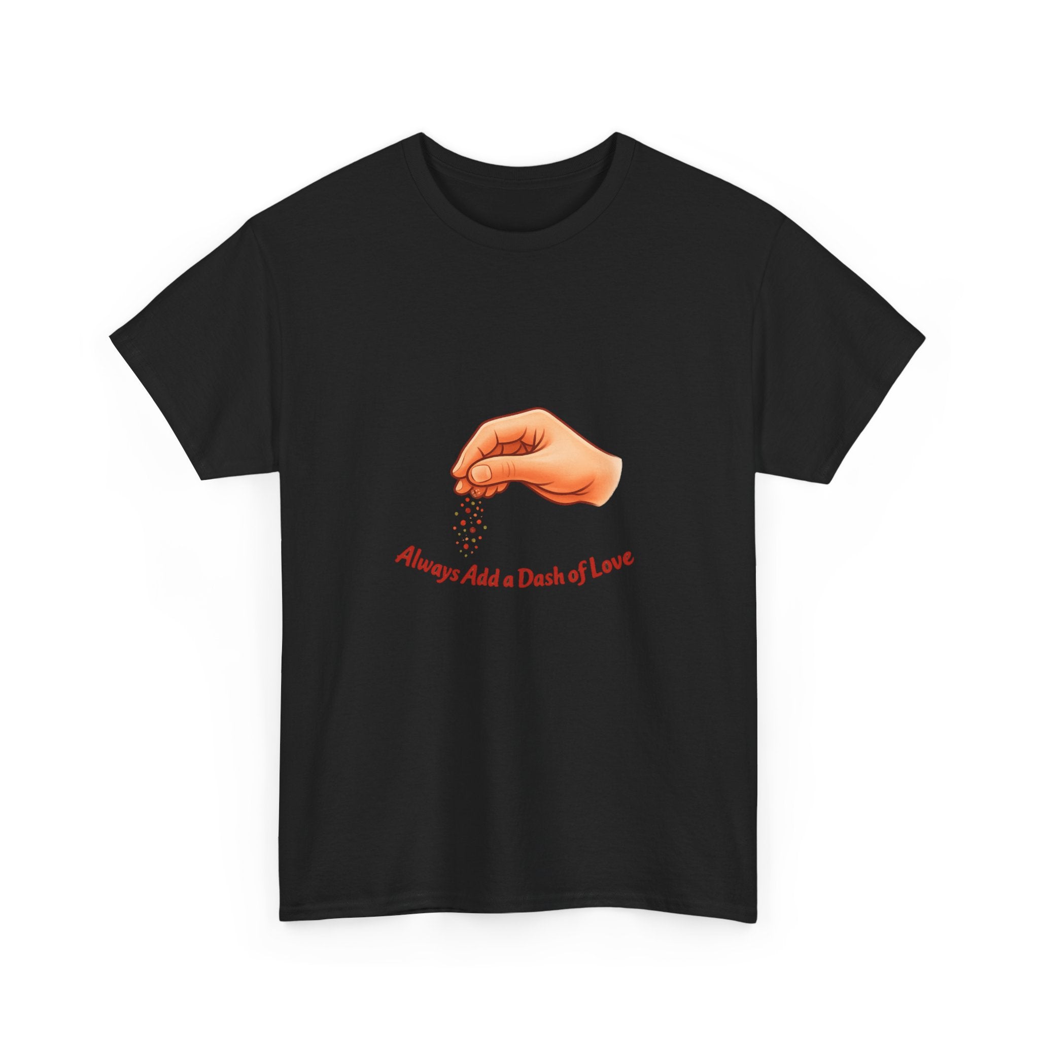 T-Shirt — "Always Add a Dash of Love" Minimalist Hand Emoji Tee